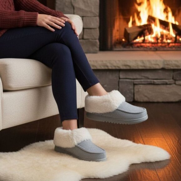 Dearfoams 11/12 Women Faux Fur House Shoes Slippers Corduroy Winter Slip-on XL - Picture 4 of 12